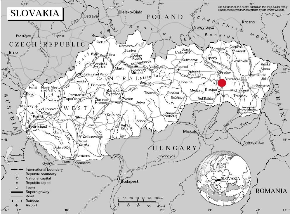 نقشه eastern Slovakia